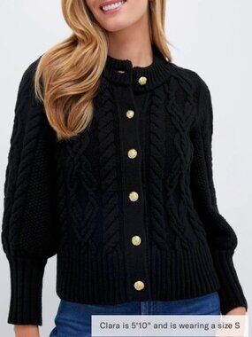 TUCKERNUCK Black Cotton Colette Cardigan Size Medium - VERY GOOD